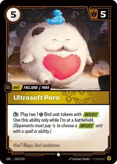 2026 Riftbound League of Legends Trading Card Game: Unleashed (UNL) - Ultrasoft Poro (#160/219, Common) (Foil, Near Mint)