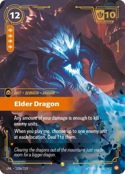 Elder Dragon (Alternate Art) (UNL) #118a/219 Showcase (Foil Near Mint) Unleashed Riftbound: League of Legends Trading Card Game: 2026