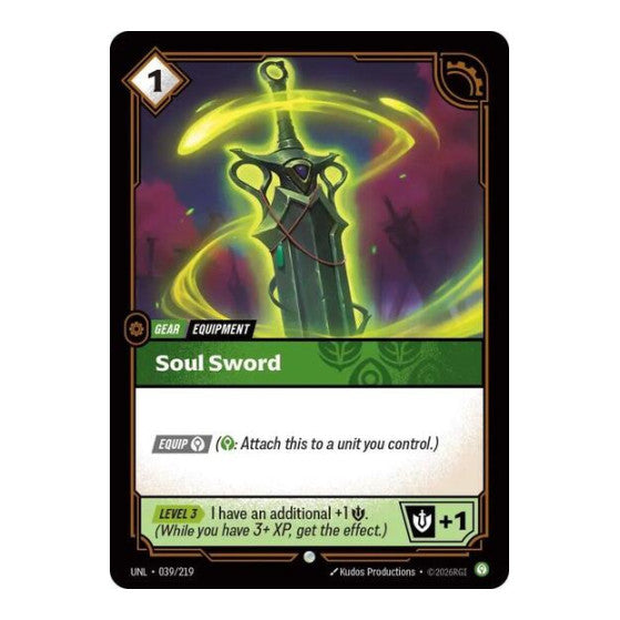 Soul Sword (UNL) #039/219 Common (Foil Near Mint) Unleashed Riftbound: League of Legends Trading Card Game: 2026