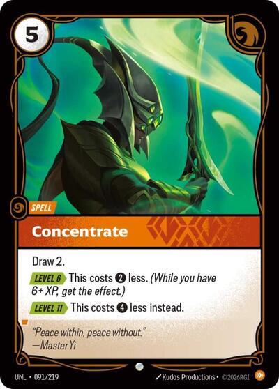 Concentrate (UNL) #091/219 Common Unleashed Riftbound League of Legends Trading Card Game: 2026