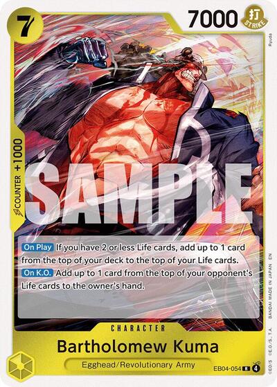 Bartholomew Kuma EB04 054 (OP15-EB04) #EB04-054 Rare (Foil Near Mint) Adventure on Kami's Island One Piece Card Game: 2026