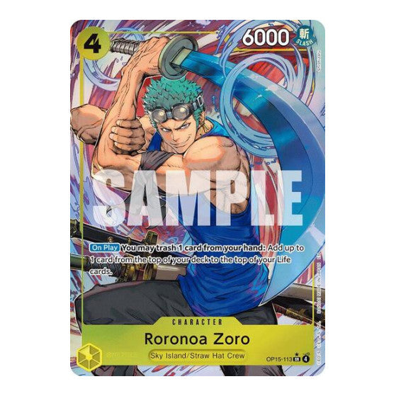 Roronoa Zoro OP15 113 Alternate Art (OP15-EB04) #OP15-113 Super Rare (Foil Near Mint) Adventure on Kami's Island One Piece Card Game: 2026