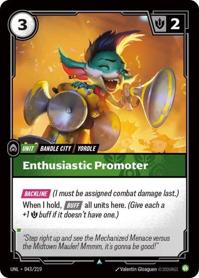 2026 Riftbound League of Legends Trading Card Game: Unleashed (UNL) - Enthusiastic Promoter (#043/219, Uncommon)