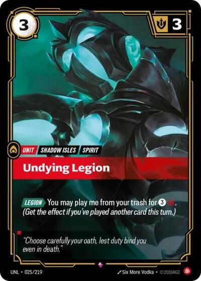 Undying Legion (UNL) #025/219 Rare (Foil Near Mint) Unleashed Riftbound: League of Legends Trading Card Game: 2026