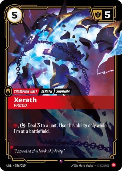 Xerath - Freed (UNL) #026/219 Rare (Foil Near Mint) Unleashed Riftbound: League of Legends Trading Card Game: 2026