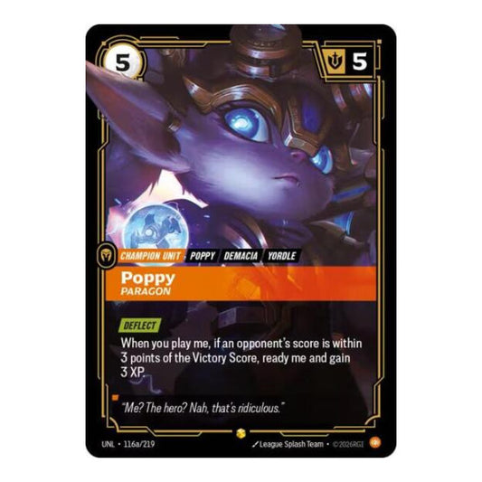 Poppy, Paragon (Alternate Art) (UNL) #116a/219 Showcase (Foil Near Mint) Unleashed Riftbound: League of Legends Trading Card Game: 2026