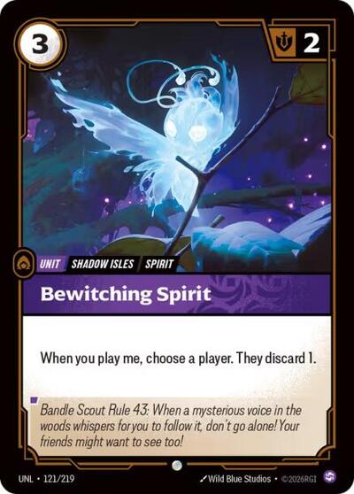 Bewitching Spirit (UNL) #121/219 Common (Foil Near Mint) Unleashed Riftbound: League of Legends Trading Card Game: 2026