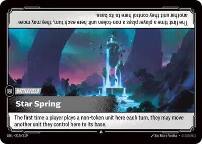 Star Spring (UNL) #215/219 Uncommon Unleashed Riftbound: League of Legends Trading Card Game: 2026