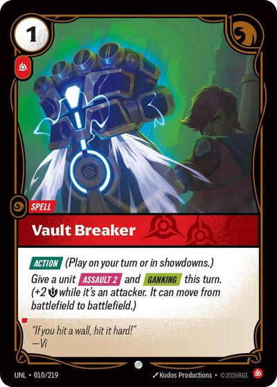 2026 Riftbound League of Legends Trading Card Game: Unleashed (UNL) - Vault Breaker (#010/219, Common) (Foil, Near Mint)