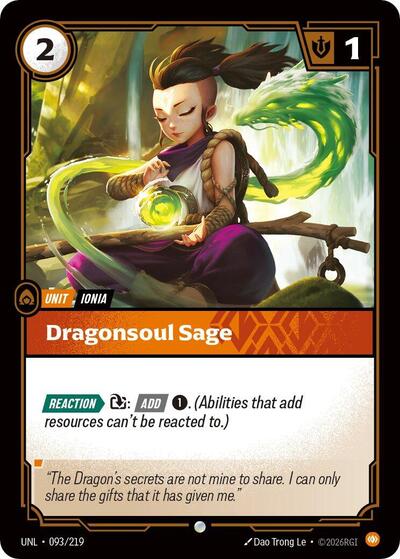Dragonsoul Sage (UNL) #093/219 Common Unleashed Riftbound League of Legends Trading Card Game: 2026