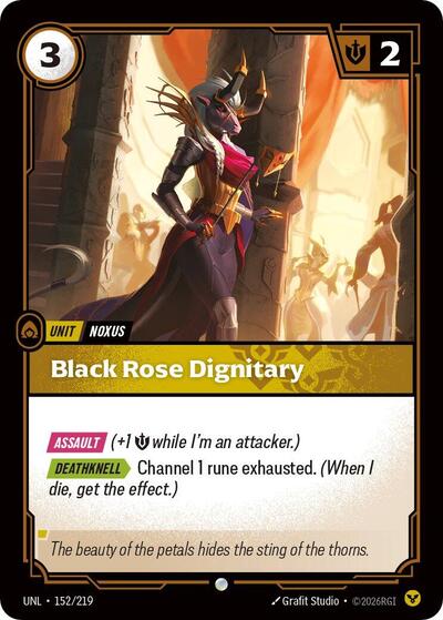 Black Rose Dignitary (UNL) #152/219 Common Unleashed Riftbound League of Legends Trading Card Game: 2026