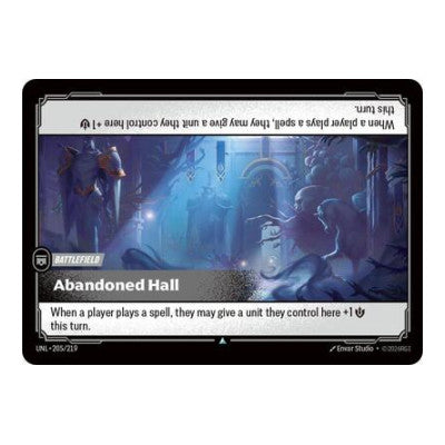 Abandoned Hall (UNL) #205/219 Uncommon Unleashed Riftbound: League of Legends Trading Card Game: 2026