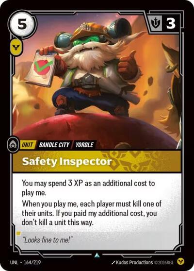 2026 Riftbound League of Legends Trading Card Game: Unleashed (UNL) - Safety Inspector (#164/219, Uncommon) (Near Mint)