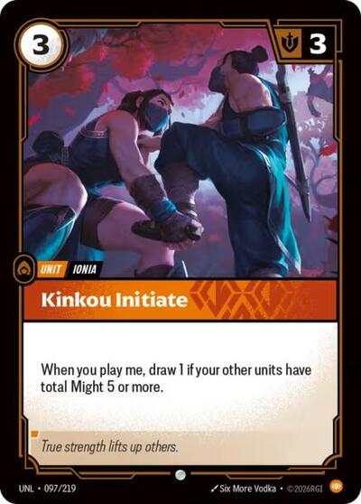 2026 Riftbound League of Legends Trading Card Game: Unleashed (UNL) - Kinkou Initiate (#097/219, Common)