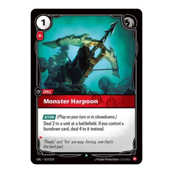 Monster Harpoon (UNL) #014/219 Uncommon (Near Mint) Unleashed Riftbound: League of Legends Trading Card Game: 2026