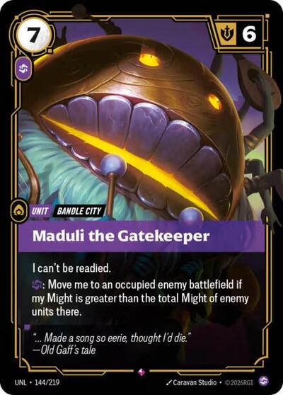 Maduli the Gatekeeper (UNL) #144/219 Rare (Foil Near Mint) Unleashed Riftbound: League of Legends Trading Card Game: 2026
