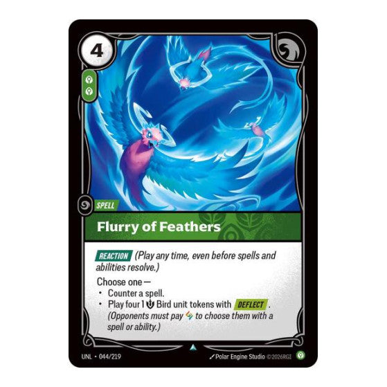 Flurry of Feathers (UNL) #044/219 Uncommon (Near Mint) Unleashed Riftbound: League of Legends Trading Card Game: 2026