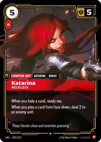 2026 Riftbound League of Legends Trading Card Game: Unleashed (UNL) - Katarina Reckless (#023/219, Rare) (Foil, Near Mint)