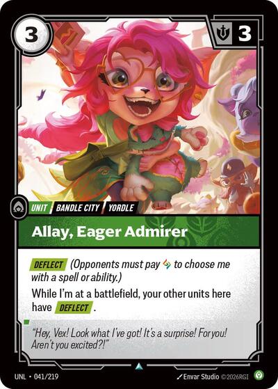2026 Riftbound League of Legends Trading Card Game: Unleashed (UNL) - Allay Eager Admirer (#041/219, Uncommon)