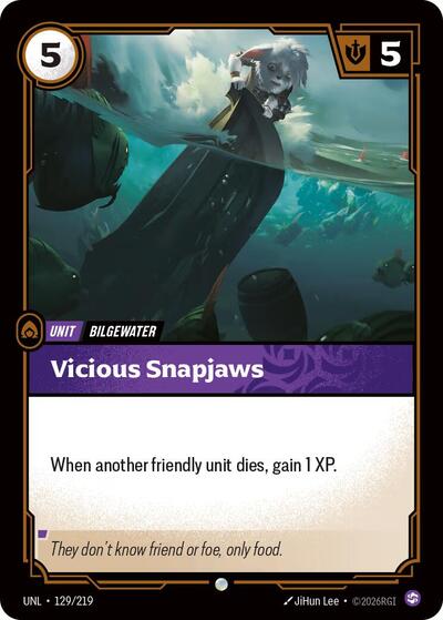 Vicious Snapjaws (UNL) #129/219 Common (Foil Near Mint) Unleashed Riftbound League of Legends Trading Card Game: 2026