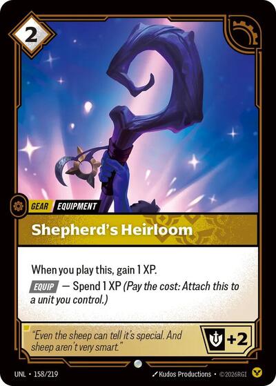 Shepherds Heirloom (UNL) #158/219 Common (Foil Near Mint) Unleashed Riftbound League of Legends Trading Card Game: 2026