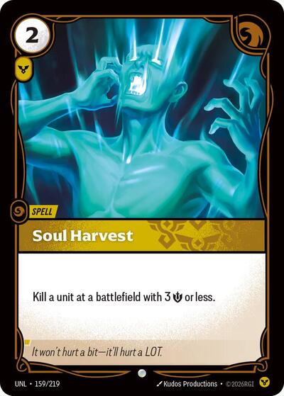 Soul Harvest (UNL) #159/219 Common (Foil Near Mint) Unleashed Riftbound League of Legends Trading Card Game: 2026