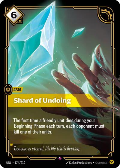 Shard of Undoing (UNL) #174/219 Rare (Foil Near Mint) Unleashed Riftbound League of Legends Trading Card Game: 2026