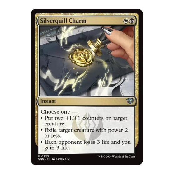 Silverquill Charm (SOS) #225 Uncommon (Lightly Played) Secrets of Strixhaven Magic: The Gathering: 2026