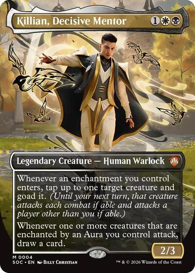 Killian Decisive Mentor Borderless (SOC) #4 Mythic Rare (Near Mint) Commander: Secrets of Strixhaven Magic: 2026