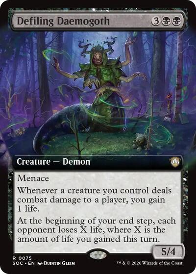 Defiling Daemogoth Extended Art (SOC) #75 Rare (Near Mint) Commander: Secrets of Strixhaven Magic: The Gathering: 2026