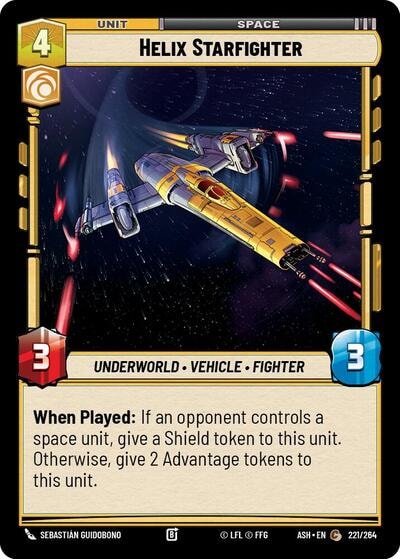 Helix Starfighter (ASH) #221/264 Common (Near Mint) Ashes of the Empire Star Wars: Unlimited: 2026