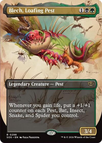 Blech Loafing Pest Borderless (SOS) #298 Rare (Foil Near Mint) Secrets of Strixhaven Magic: 2026