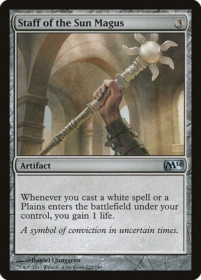 Staff of the Sun Magus (M14) #222 Uncommon (Lightly Played) Magic 2014 (M14) Magic: The Gathering: 2013