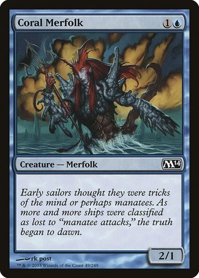 Coral Merfolk (M14) #49 Common (Lightly Played) Magic 2014 (M14) Magic: The Gathering: 2013
