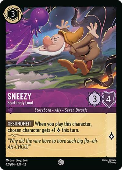 Sneezy - Startlingly Loud (12) #42/204 Common (Near Mint) Wilds Unknown Disney Lorcana: 2026