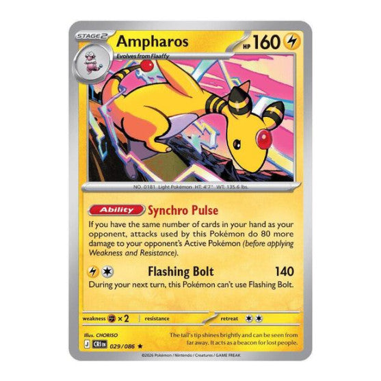 Ampharos - 029/086 (CRI) #029/086 Rare ME04: Chaos Rising Pokemon: 2026