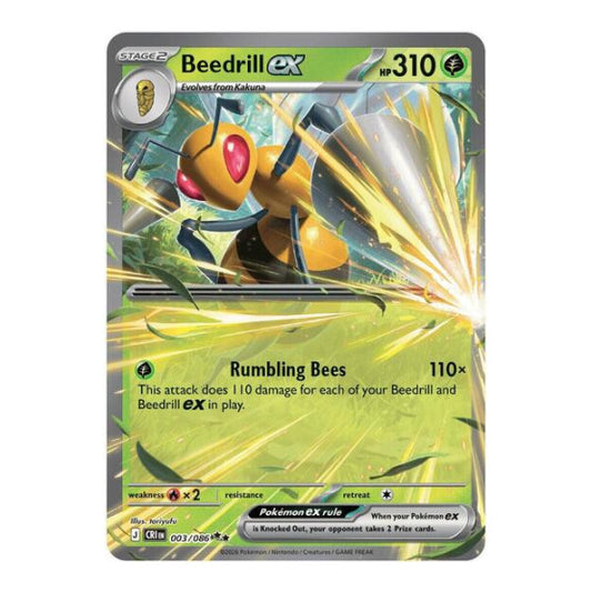 Beedrill ex - 003/086 (CRI) #003/086 Double Rare (Holofoil Near Mint) ME04: Chaos Rising Pokemon: 2026