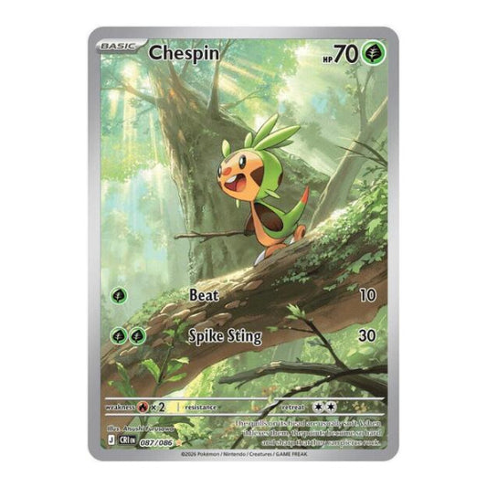 Chespin - 087/086 (CRI) #087/086 Illustration Rare (Holofoil Near Mint) ME04: Chaos Rising Pokemon: 2026