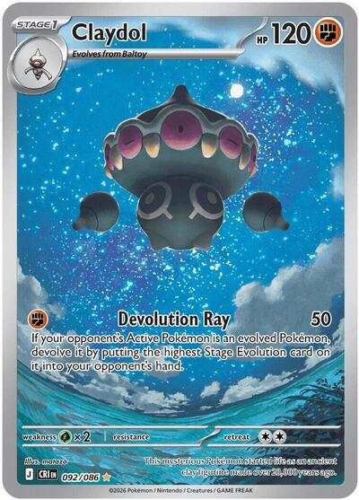 Claydol 092 086 (CRI) #092/086 Illustration Rare (Holofoil Near Mint) ME04: Chaos Rising Pokemon: 2026