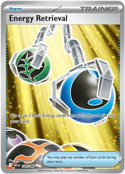 Energy Retrieval (CRI) #108/086 Ultra Rare (Holofoil Near Mint) ME04: Chaos Rising Pokemon: 2026
