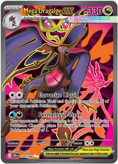 Mega Dragalge ex 104 086 (CRI) #104/086 Ultra Rare (Holofoil Near Mint) ME04: Chaos Rising Pokemon: 2026