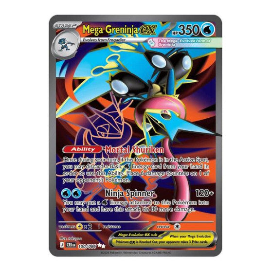 Mega Greninja ex - 100/086 (CRI) #100/086 Ultra Rare (Holofoil Near Mint) ME04: Chaos Rising Pokemon: 2026