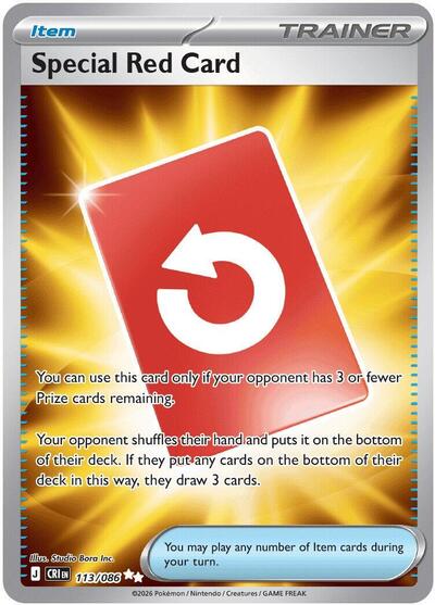 Special Red Card 113 086 (CRI) #113/086 Ultra Rare (Holofoil Near Mint) ME04: Chaos Rising Pokemon: 2026