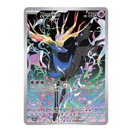 Xerneas - 091/086 (CRI) #091/086 Illustration Rare (Holofoil Near Mint) ME04: Chaos Rising Pokemon: 2026