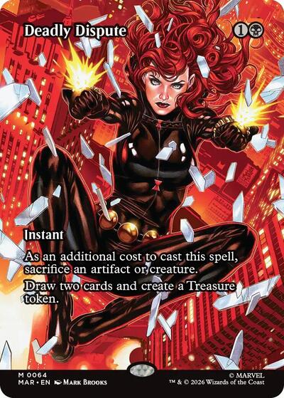 Deadly Dispute Borderless (MAR) #64 Mythic Rare (Lightly Played) Marvel Universe Eternal-Legal Magic: The Gathering: 2025