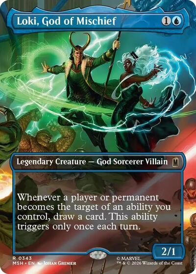 Loki, God of Mischief (Borderless) (MSH) #343 Rare (Foil Near Mint) Marvel Super Heroes Magic: The Gathering: 2026