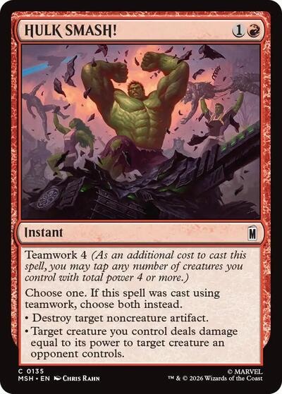 HULK SMASH! (MSH) #135 Common (Lightly Played) Marvel Super Heroes Magic: The Gathering: 2026