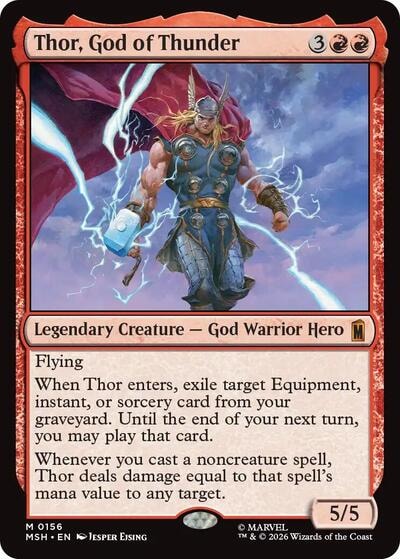 Thor, God of Thunder (MSH) #156 Mythic Rare (Near Mint) Marvel Super Heroes Magic: The Gathering: 2026