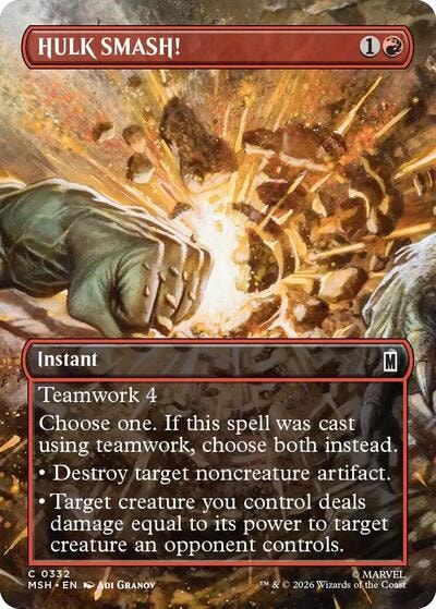 HULK SMASH! (Borderless) (MSH) #332 Common (Lightly Played) Marvel Super Heroes Magic: The Gathering: 2026
