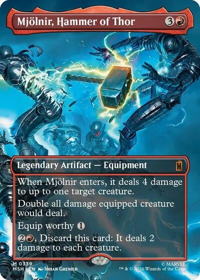 Mjolnir, Hammer of Thor (Borderless) (0339) (MSH) #339 Mythic Rare (Foil Near Mint) Marvel Super Heroes Magic: The Gathering: 2026